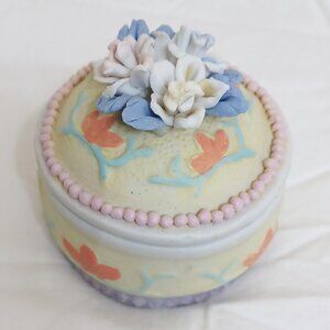 Spaghetti Flower Small Trinket Box Delicate Floral Keepsake Pastels